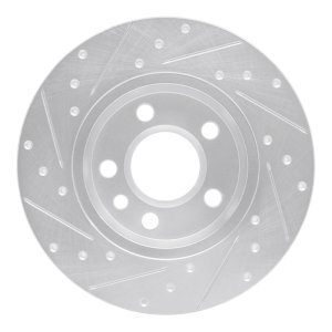 Volkswagen EuroVan Brake Rotor (1) - Rear Right - R1 Concepts - Drilled & Slotted - Silver - `96-`00